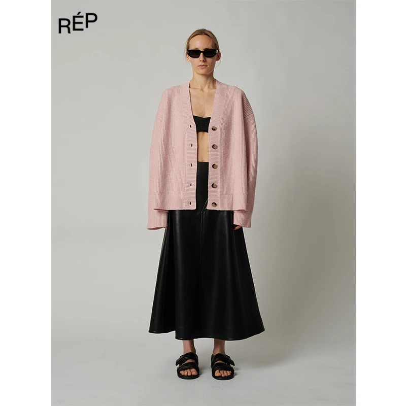 NANUSHKA设计师品牌粉色针织长袖开衫25PS TheREPUBLIQUE早春穿搭