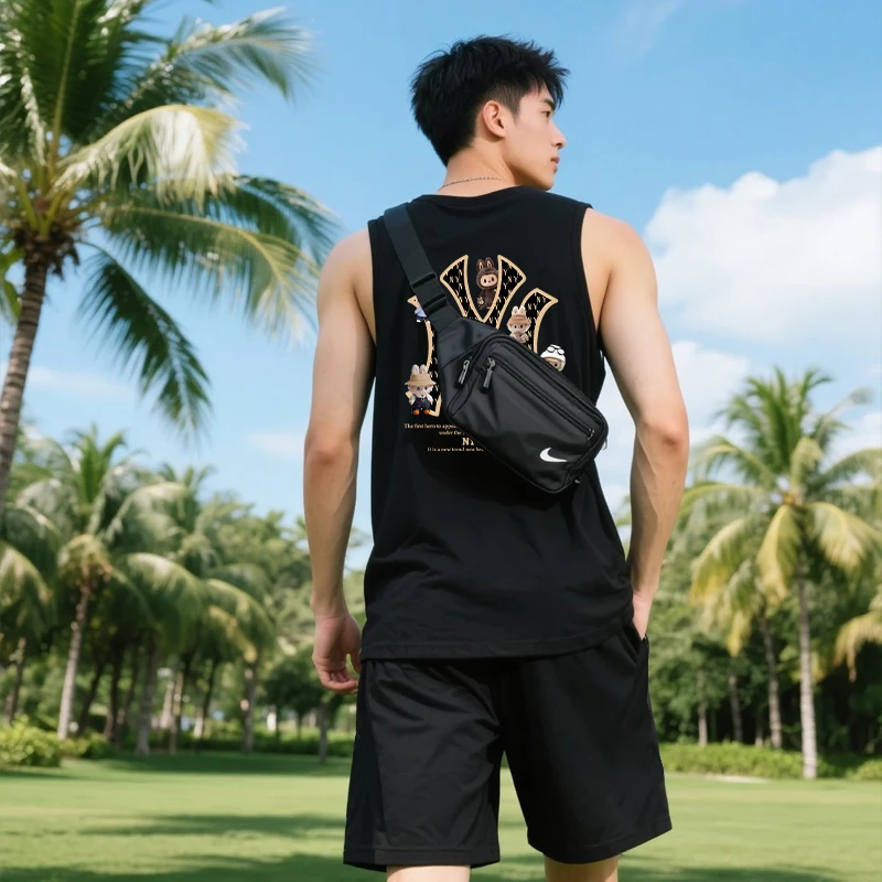 冰丝运动套装男款夏季高级感休闲坎肩无袖t恤短裤潮男穿搭一整套
