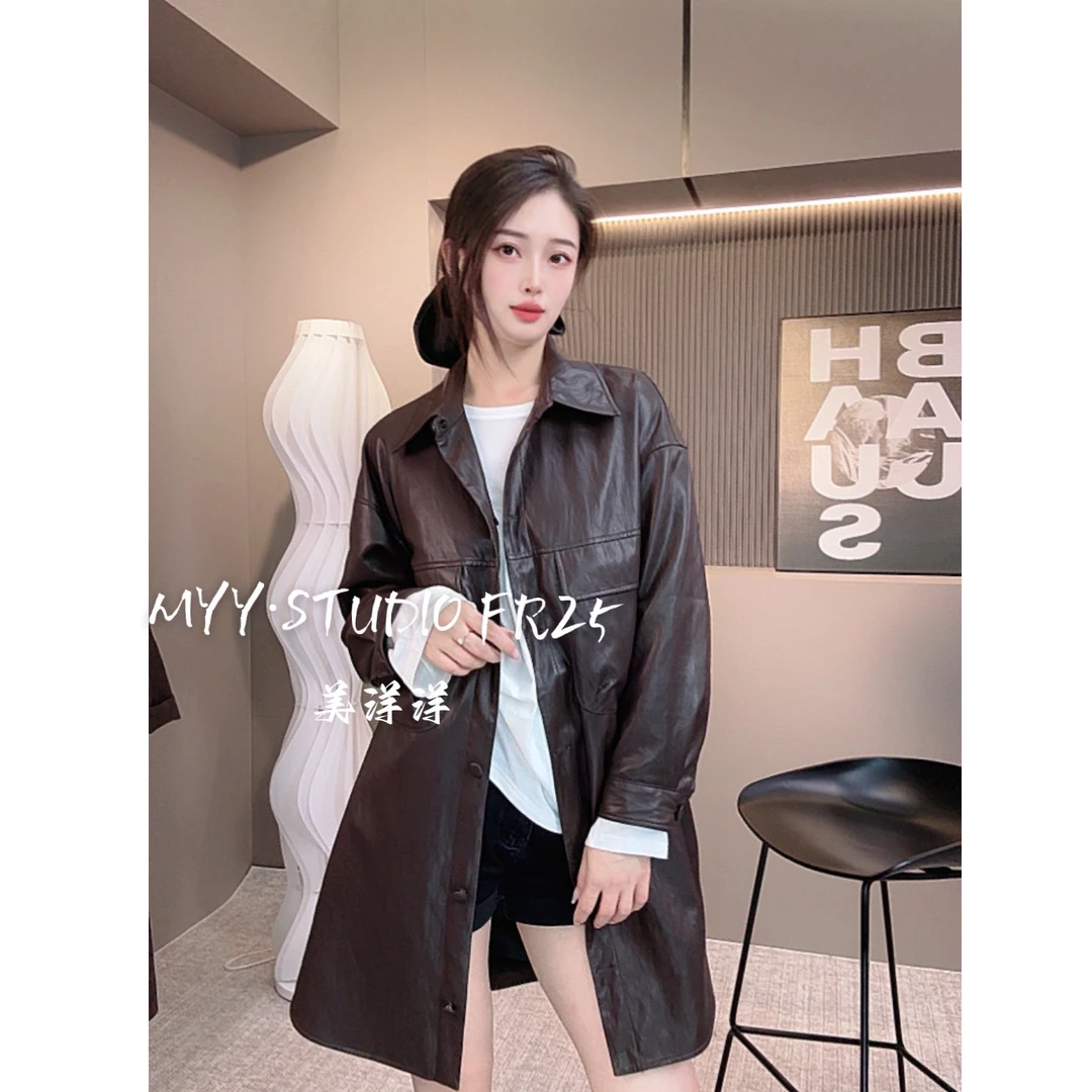 MYY|2025新款琥珀流光系皮衣 慵懒感衬衫版风衣外套88-98