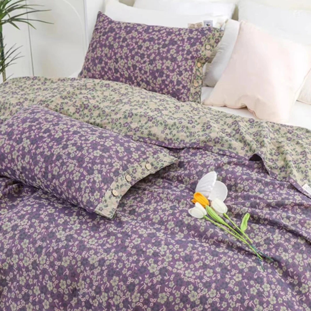 色织双层纱 紫色小花系列