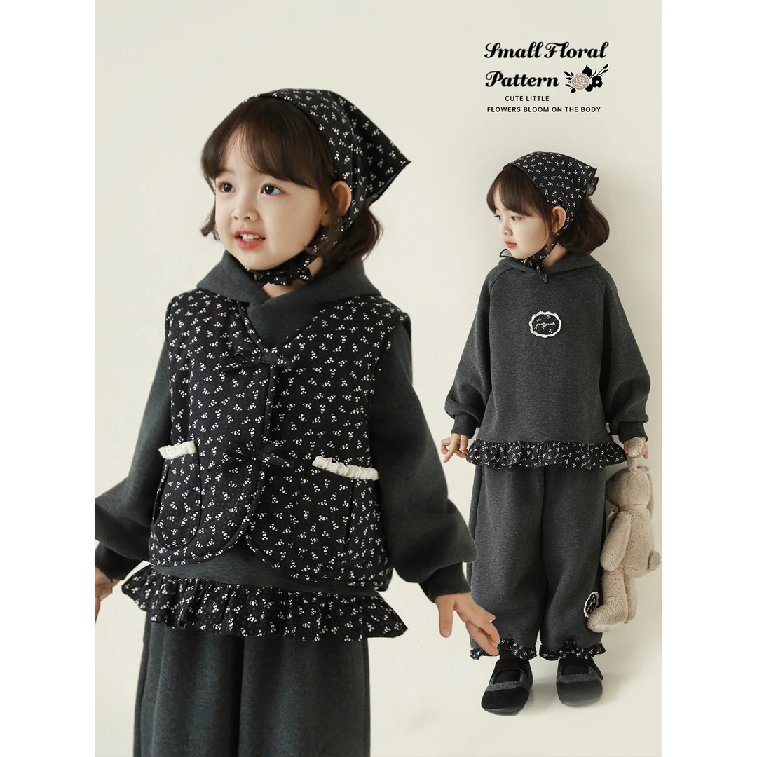 YOEHYAUL/幼悠【温暖森系】冬肆波女童童装森系加绒三件套D4678