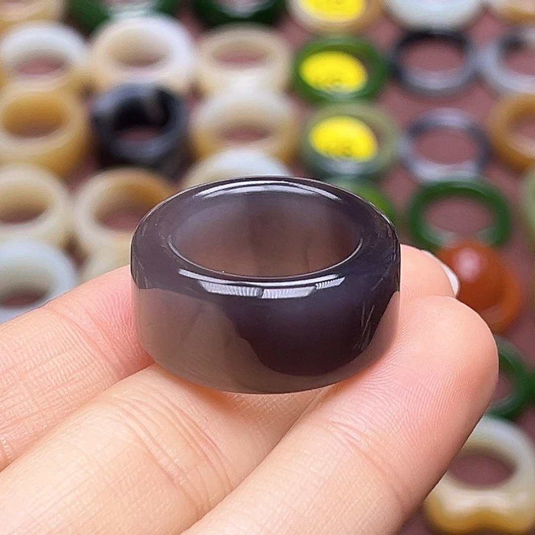 和田玉未镶嵌戒指18.0高冰帝紫双色