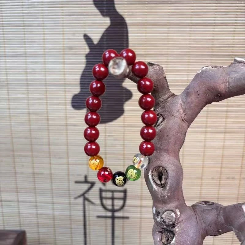 天然辰砂辰砂五路财神手链无礼盒545