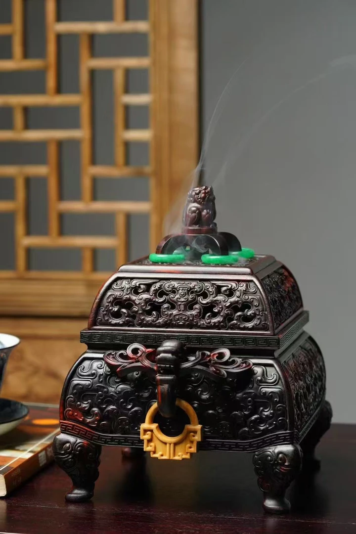 大红酸枝四足双耳香炉20✖️16✖️19公分