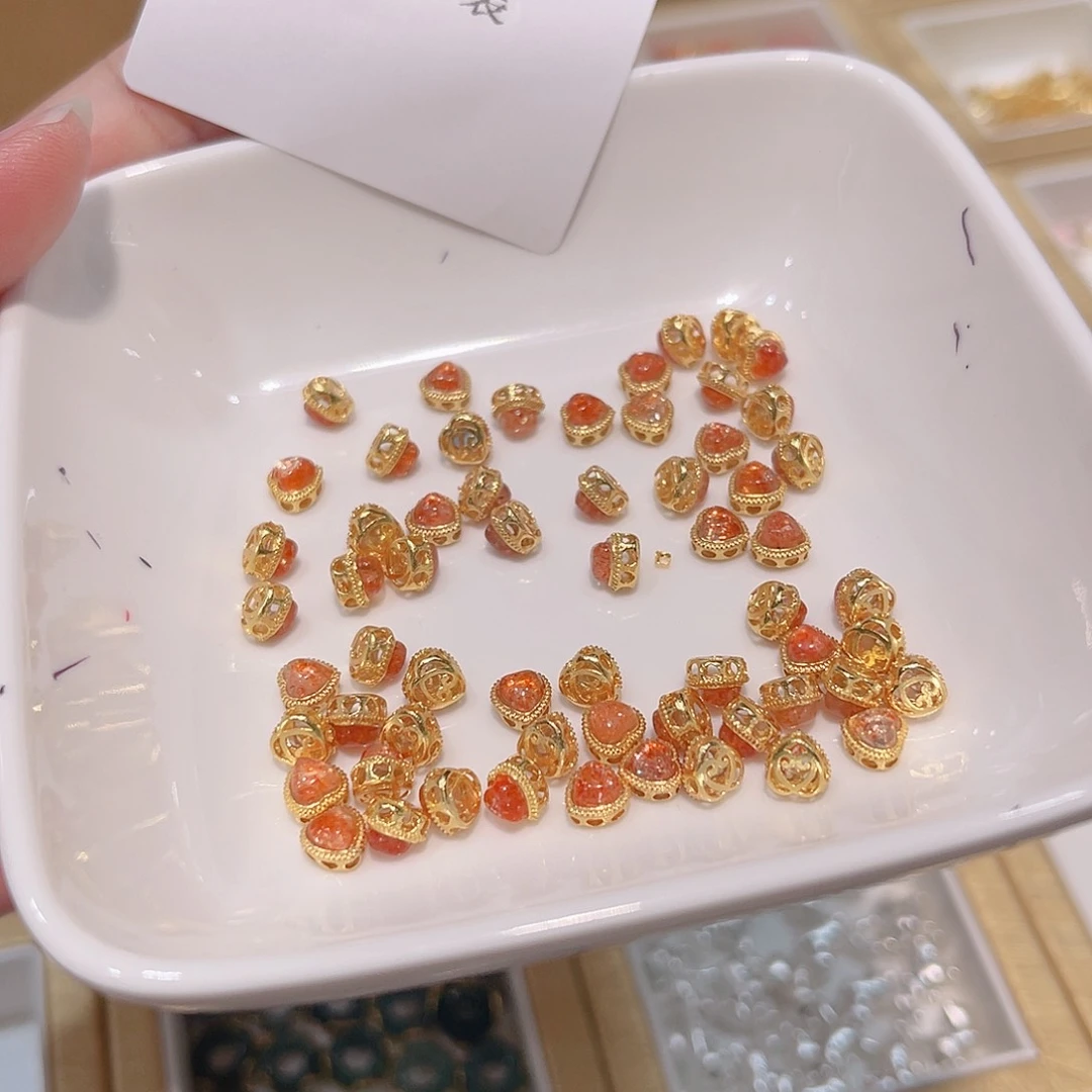 水晶珠宝半成品银S800镀金镶嵌52