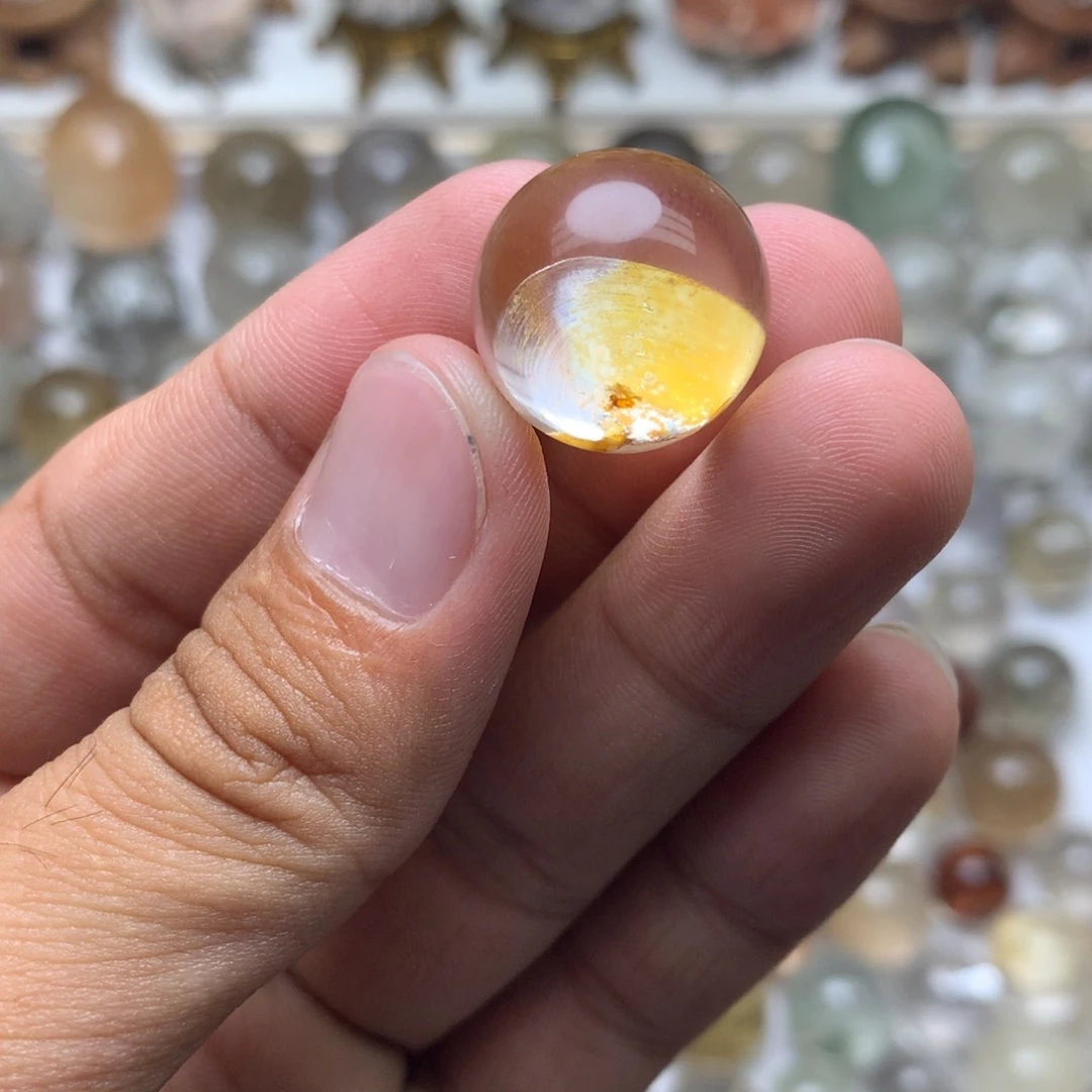 玫***红未镶嵌珠宝半成品水晶黄胶花球