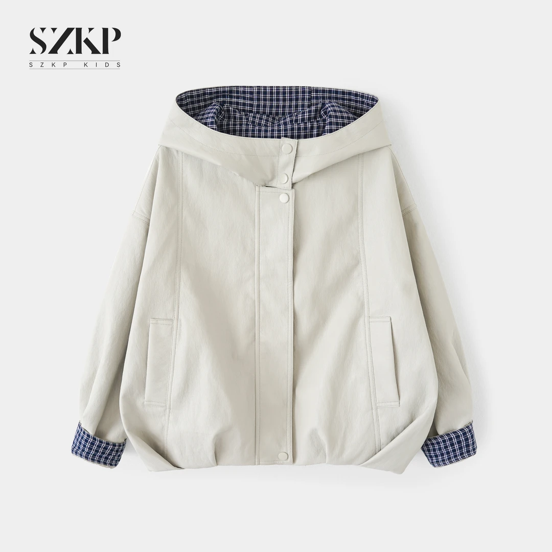 SZKP秋季新款女童休闲上衣中大童时尚洋气儿童皮衣外套BGYQ553151