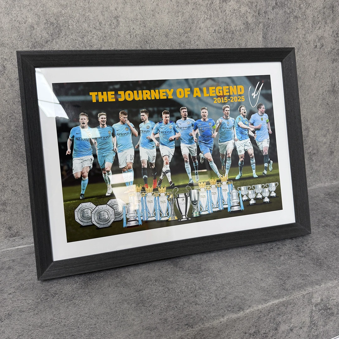 曼城德布劳内生涯款实木装饰相框照片墙桌摆挂框摆件酒吧壁画