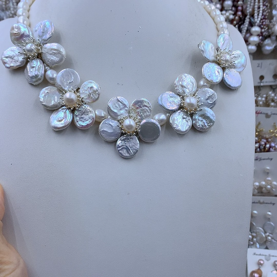 宸***宸银S925镶嵌项链耳饰淡水珍珠