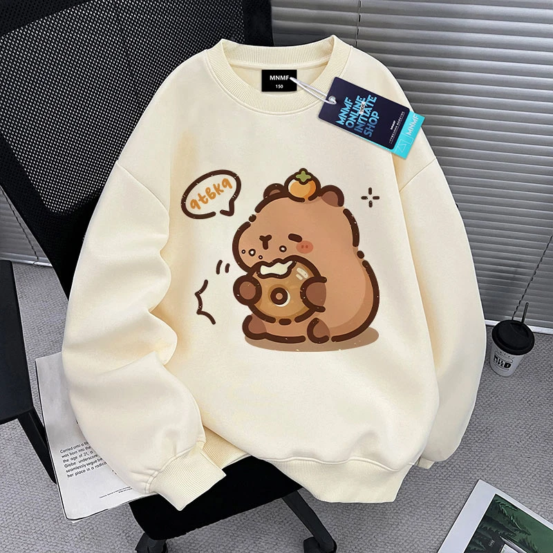 洋气时髦秋冬装男女童圆领卫衣可爱卡皮巴拉学院风中大童百搭上衣