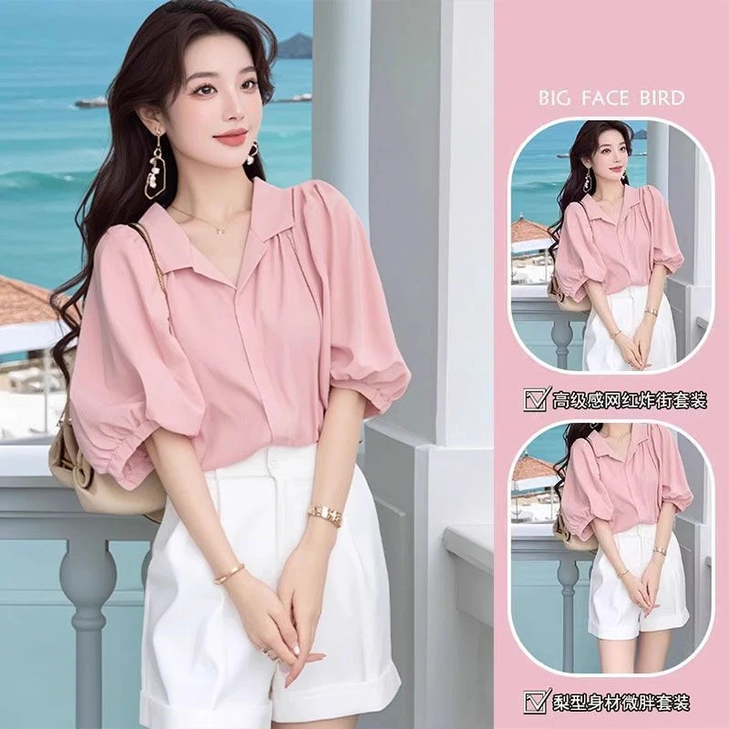 新款泡泡别致2025气质上衣法式短袖衬衫夏季设计衬衣感小众
