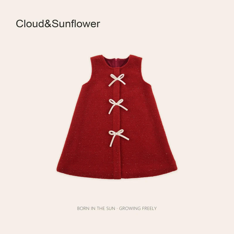 女童冬季三朵蝴蝶结亮晶晶闪闪马甲裙660672