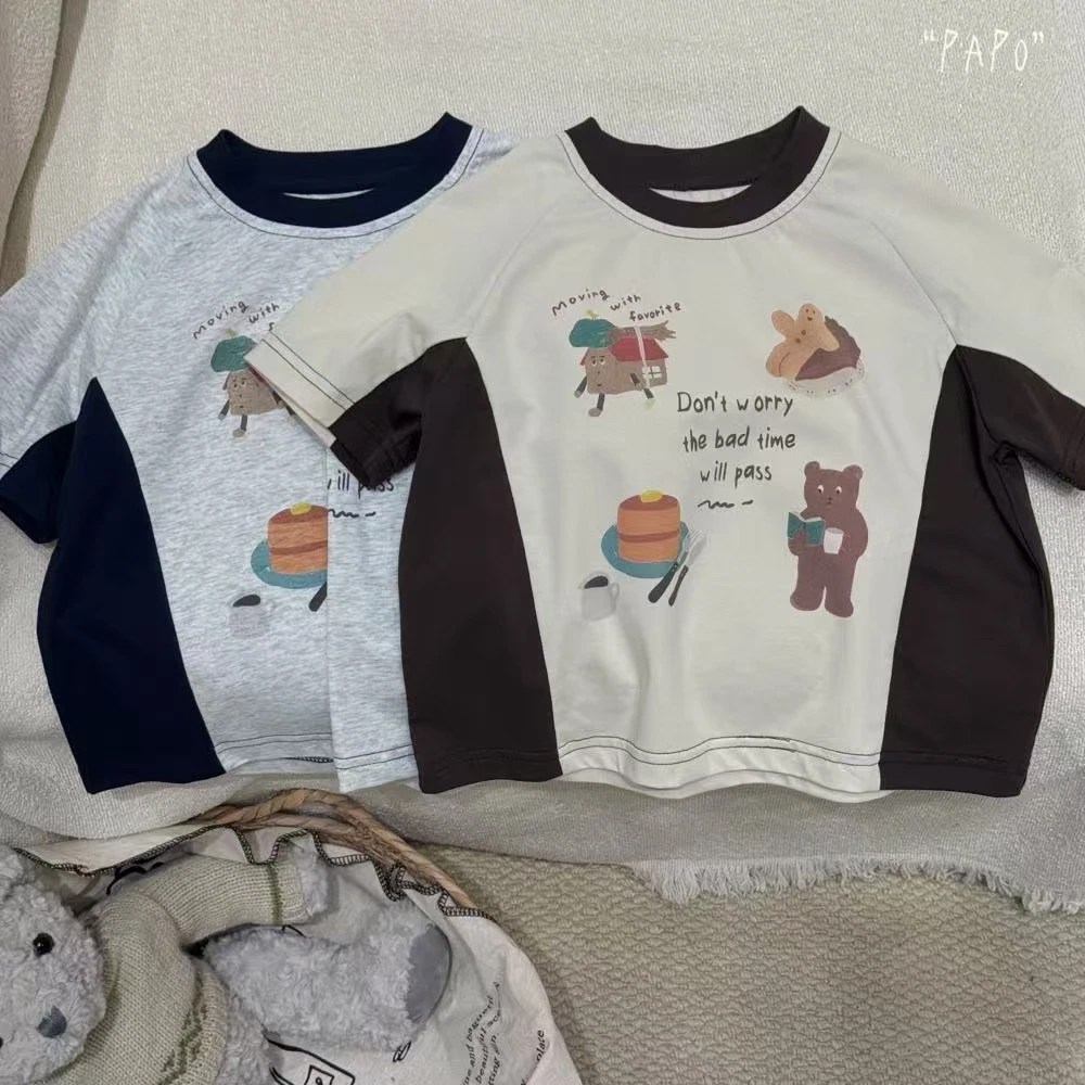 男童拼色小熊短袖 60227