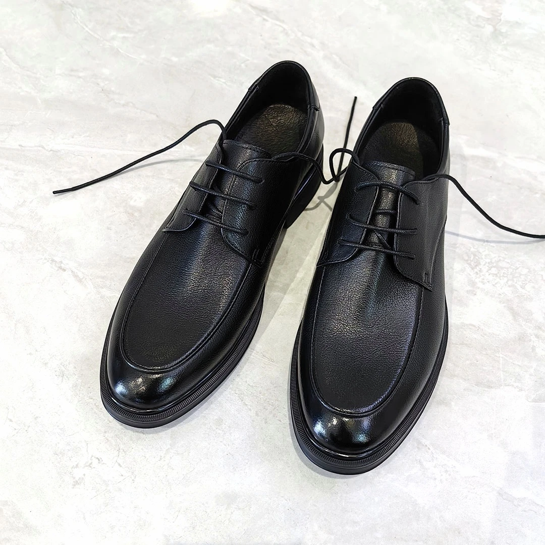 男款男士透气百搭鞋真皮黑色平底休闲鞋休闲圆头男鞋韩版皮鞋红底