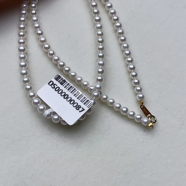 淡水珍珠18K金镶嵌颈饰卡4➕高品极光白炫彩