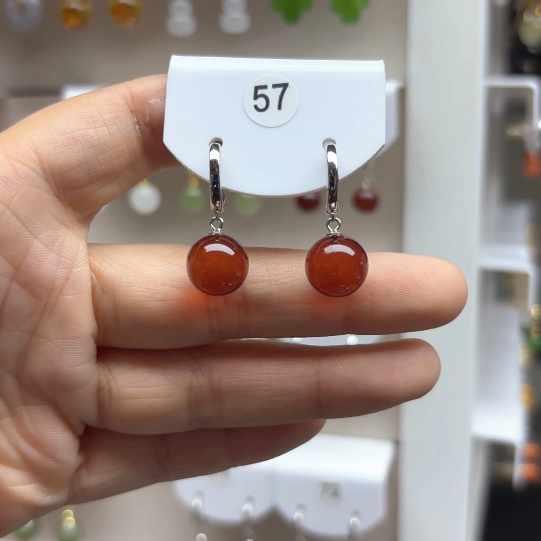 银S925镶嵌血珀耳饰血珀