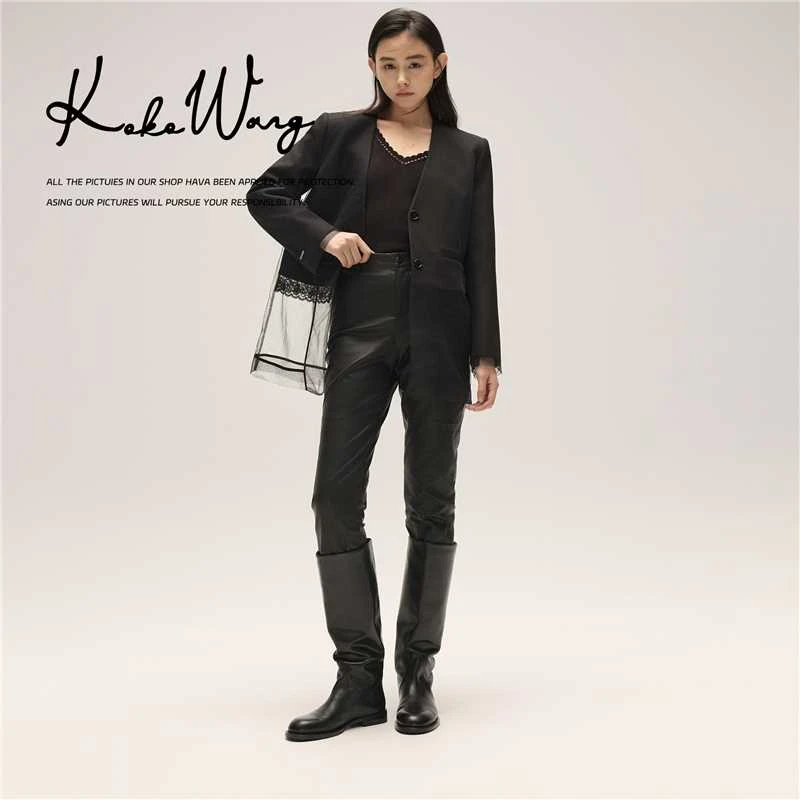 KOKO WANG早秋时尚气质V领刺绣网纱拼接百搭西装外套N5705F25W41