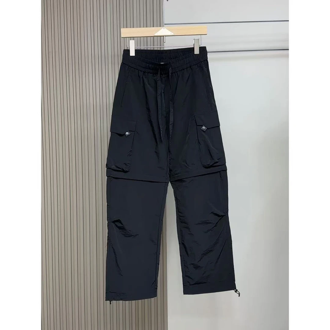 夏季新款休闲运动宽松可拆卸两穿工装裤潮牌阔腿纯色情侣短裤长裤