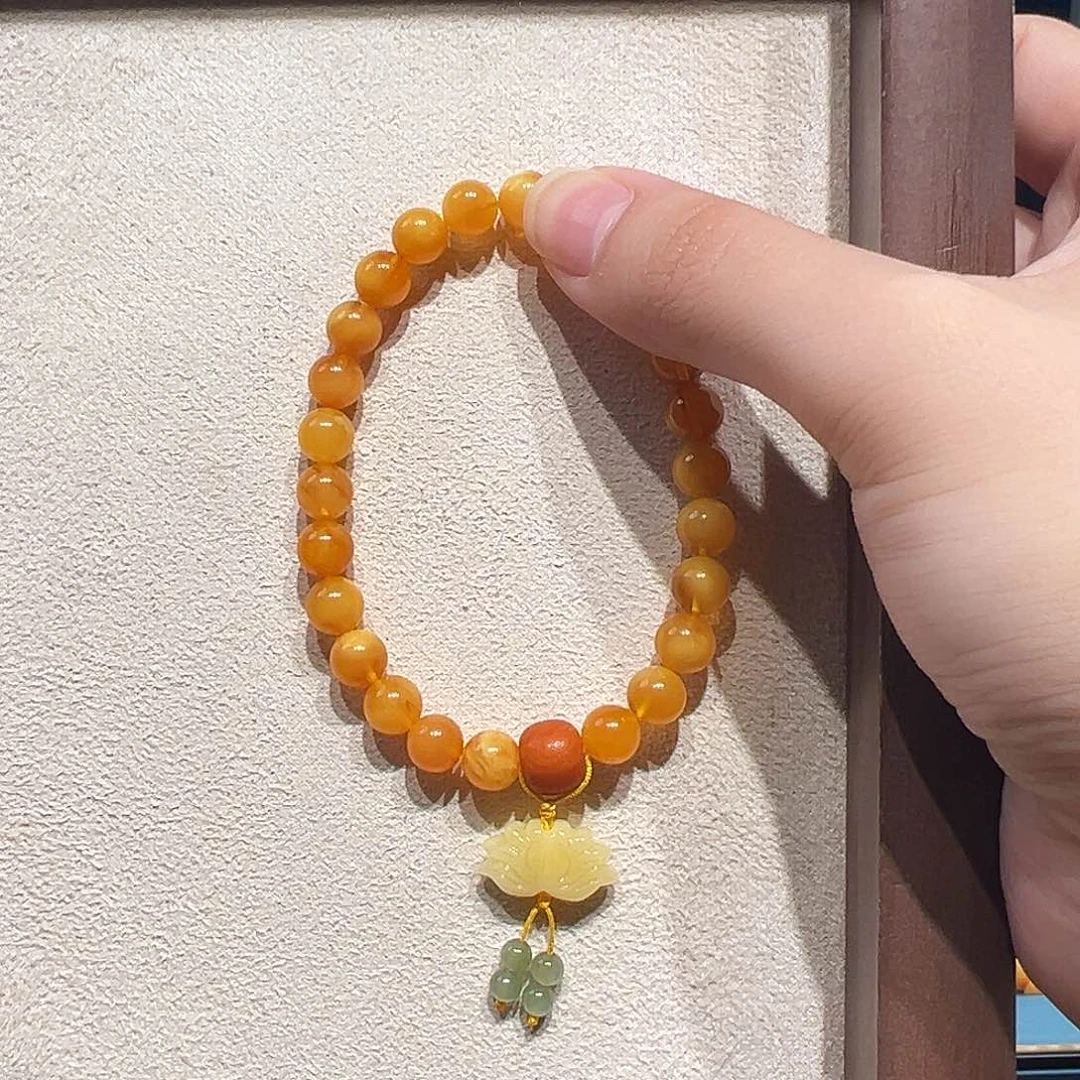 琥珀未镶嵌手链7.1mm蜜蜡手串