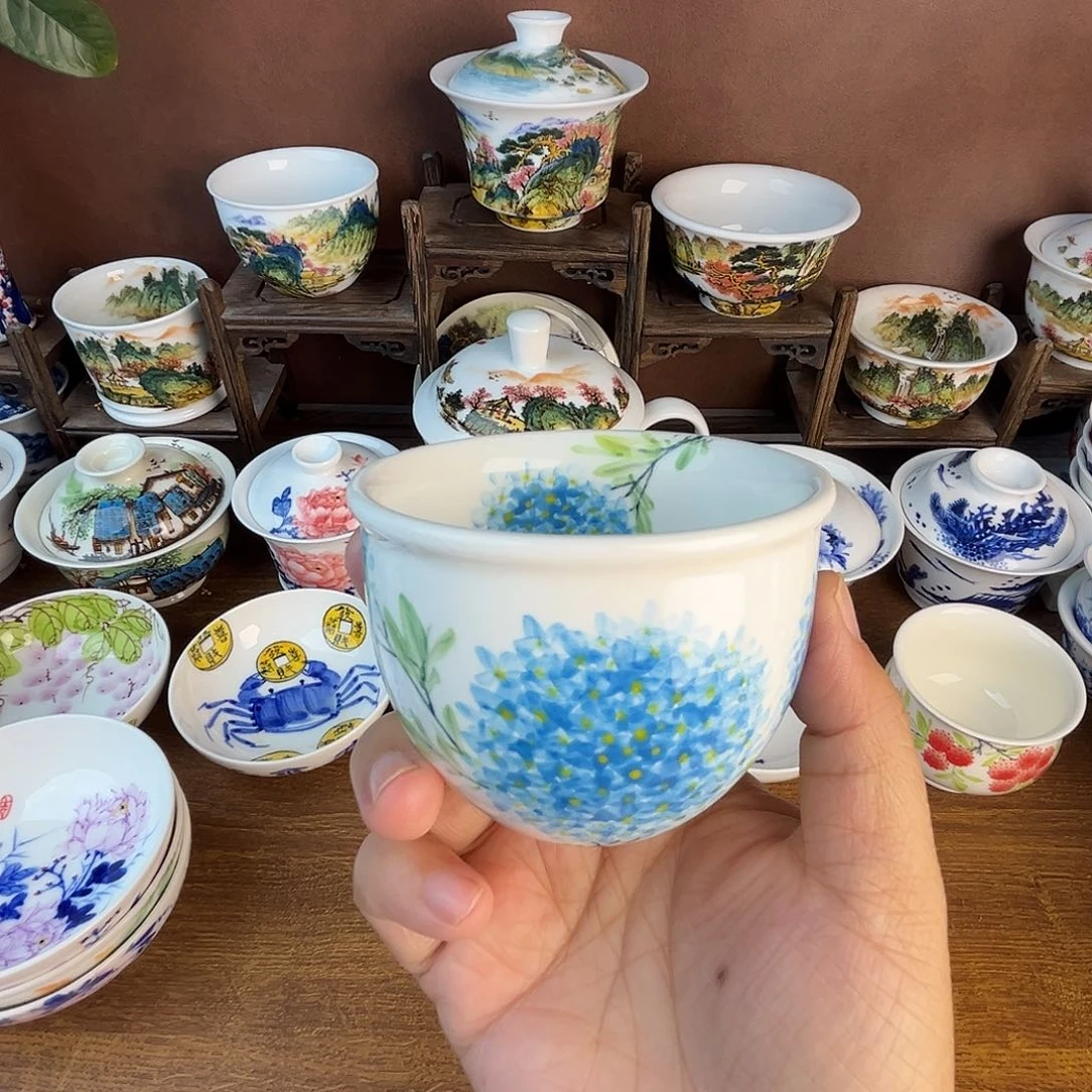 忠意堂釉下彩绿绣球微瑕不退