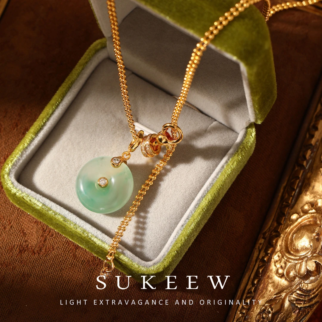 SUKEEW/酥可 镀k金【甜甜圈】碧绿优雅圈环项链275107
