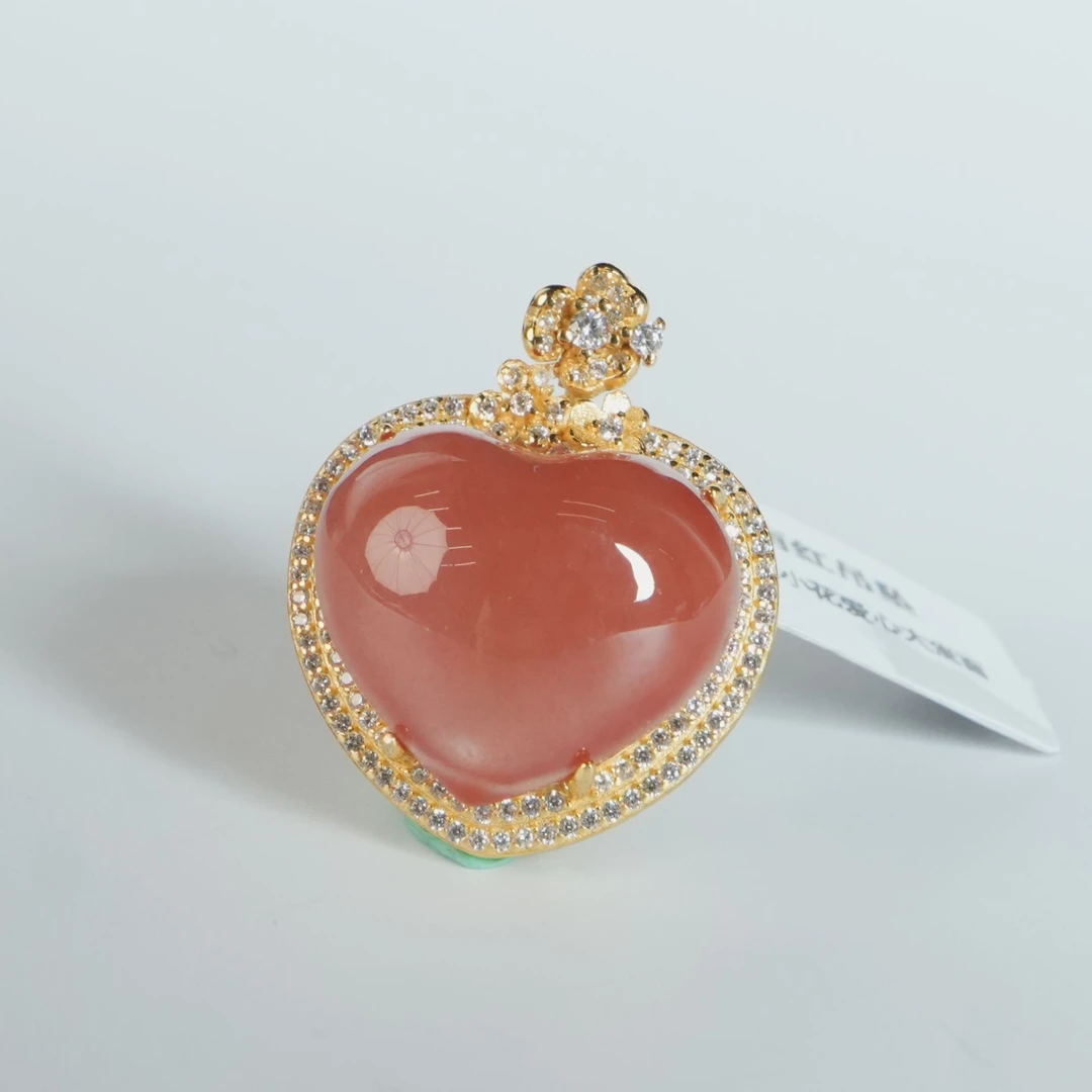 DY-M4788 S925银镶嵌爱心大蛋面南红吊坠 8.73g