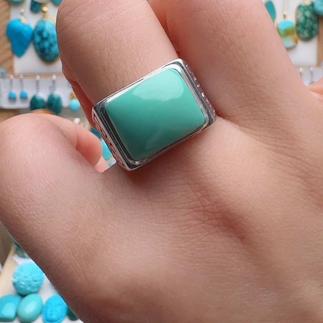 ￡***彡绿松石银S925镶嵌配饰