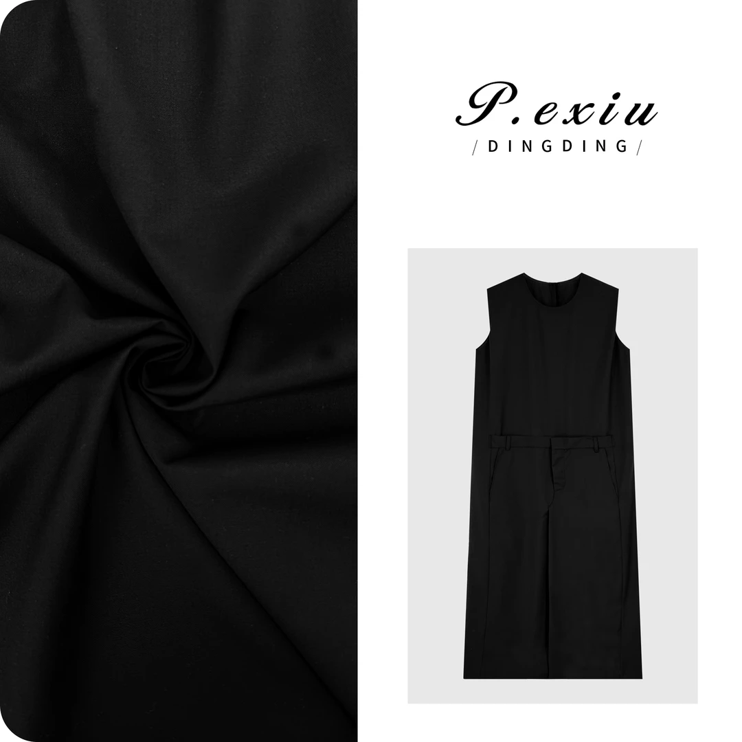 羊毛立体剪裁H型圆领无袖连衣裙 W-63003