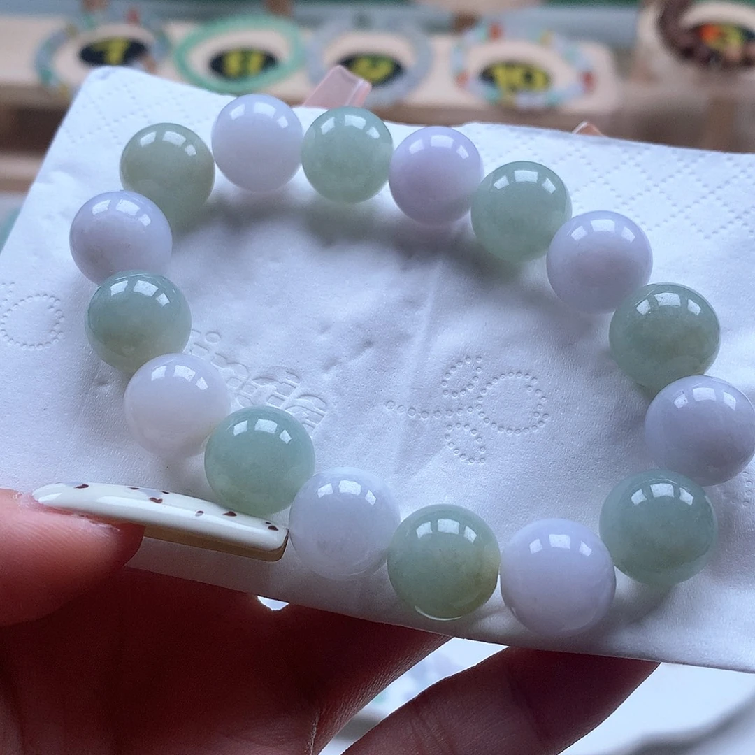 翡翠未镶嵌手链圆珠12.4