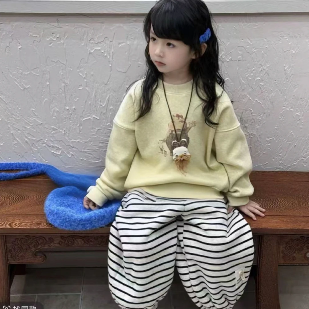 秋冬季男女童装多巴胺洋气时髦幼儿园儿童宝宝加厚加绒卫衣裤套装