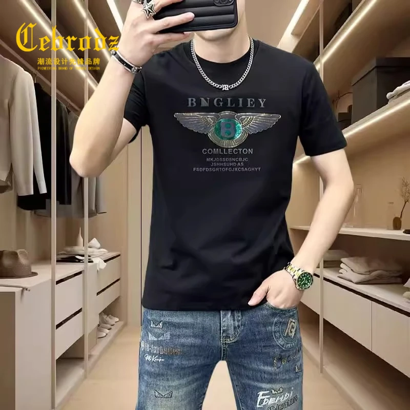 法国CebrodzT恤钻潮牌ins休闲高端烫新款男装时尚翅膀帅气夏装上