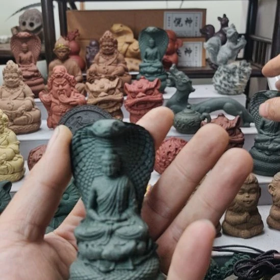 泥塑一*蓝药师香方蛇佛香塑一尊微瑕