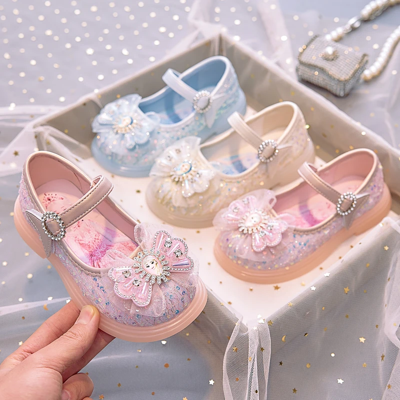 女童皮鞋公主鞋2025春秋季新款洋气儿童水晶鞋女孩单鞋女宝宝鞋子