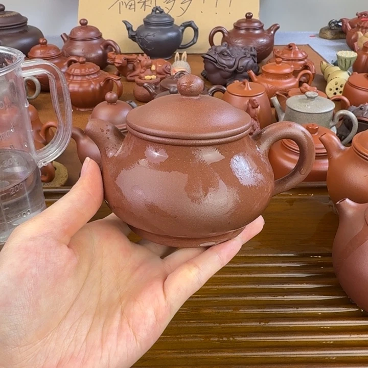 紫砂茶壶紫泥全手爱潘壶220毫升