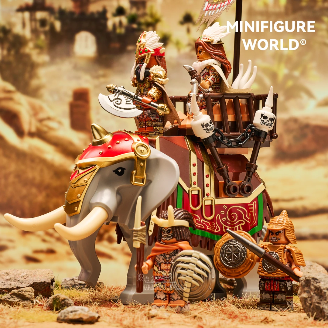 南蛮战象坐骑孟获祝融夫人藤甲兵迪库三国小侠动物积木人仔玩具