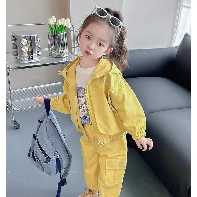 22004儿童外套套装女童运动洋气休闲连帽套装洋气百搭