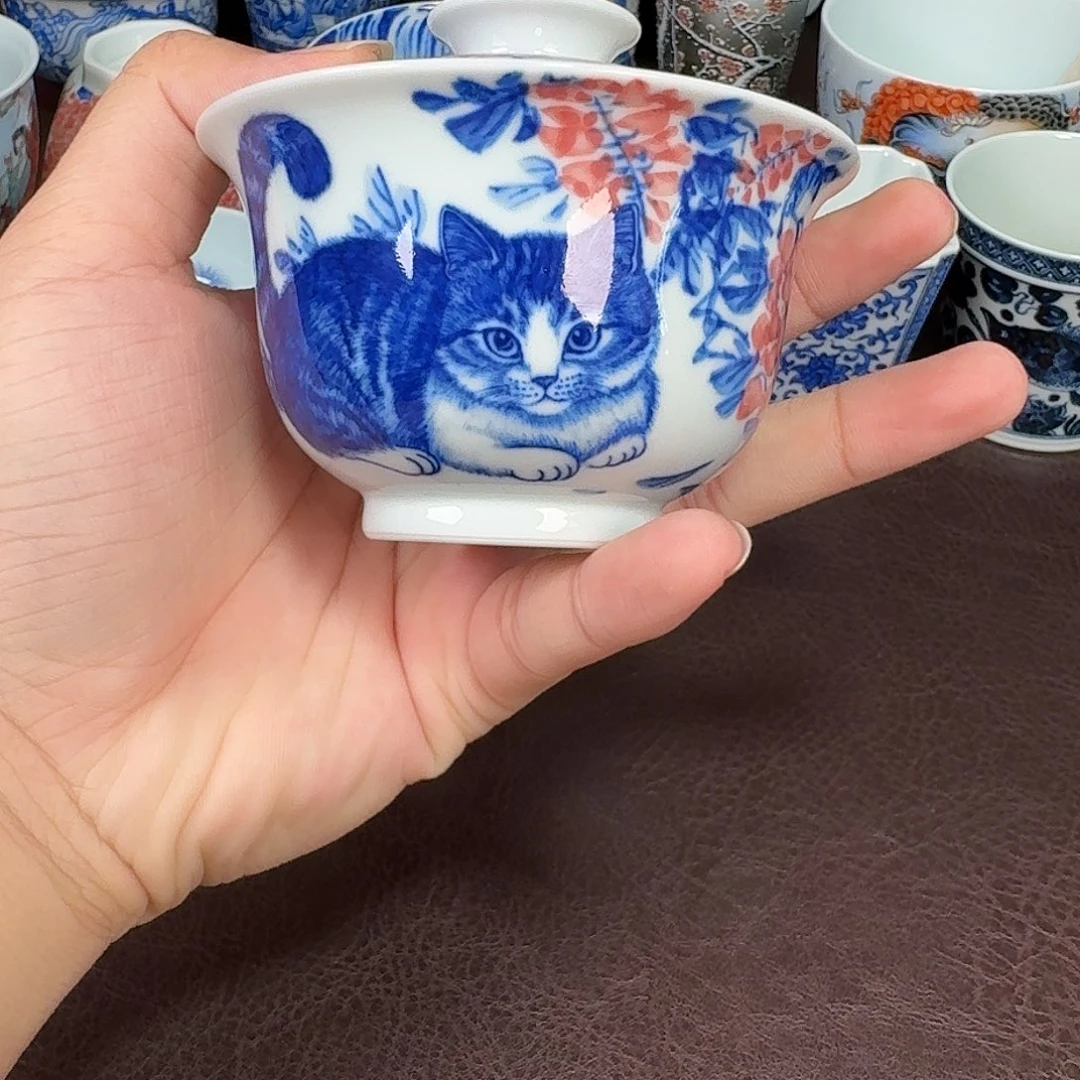 晚***秋现代景德镇陶瓷盖碗
