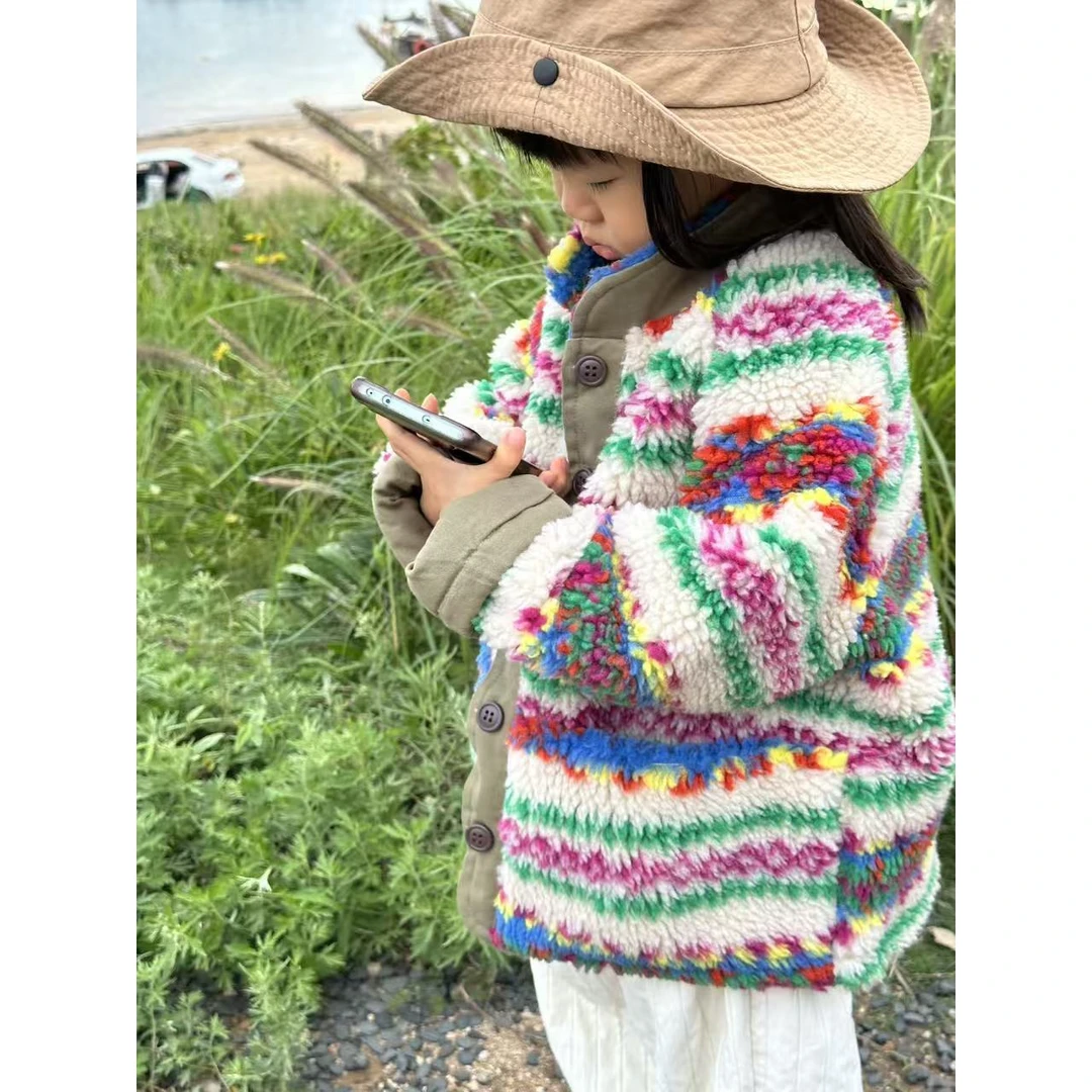 韩国原单费尔岛提花外套儿童定制两面穿 亲子装 阿勒泰看雪43120