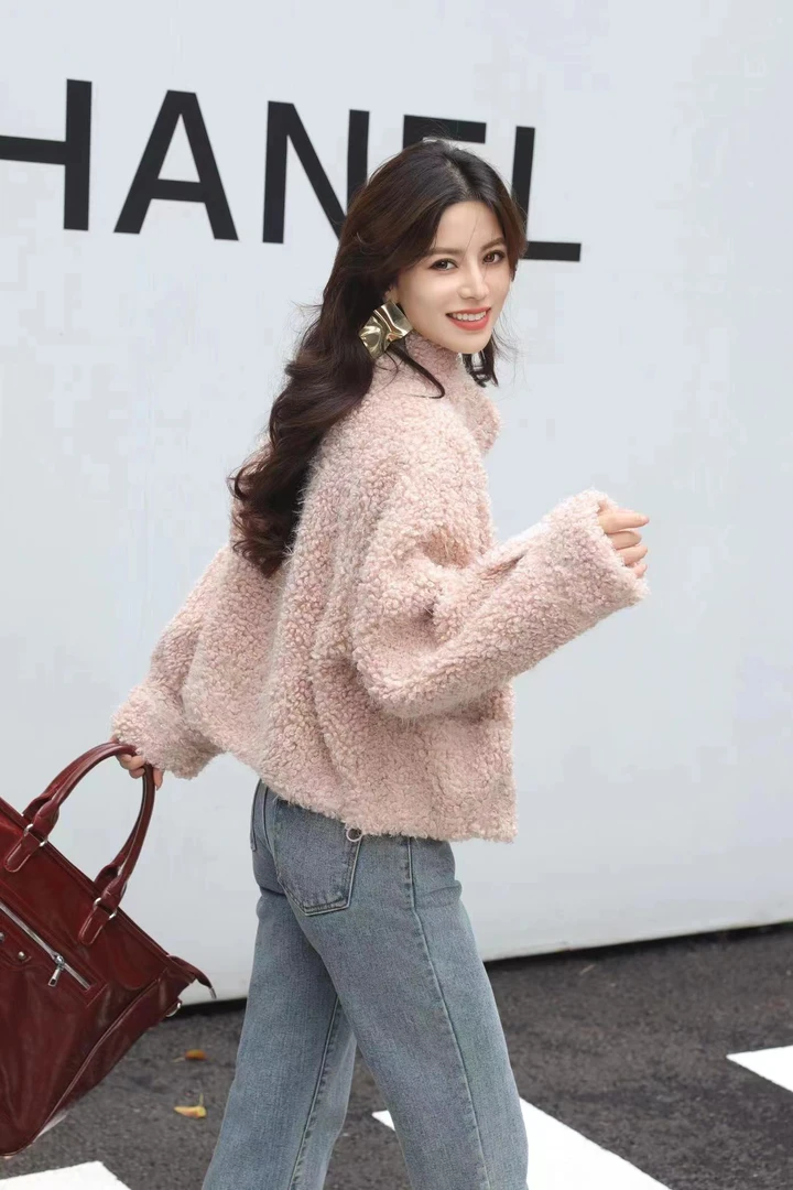 邹先生2460-29皮毛一体外套百搭休闲时尚短款