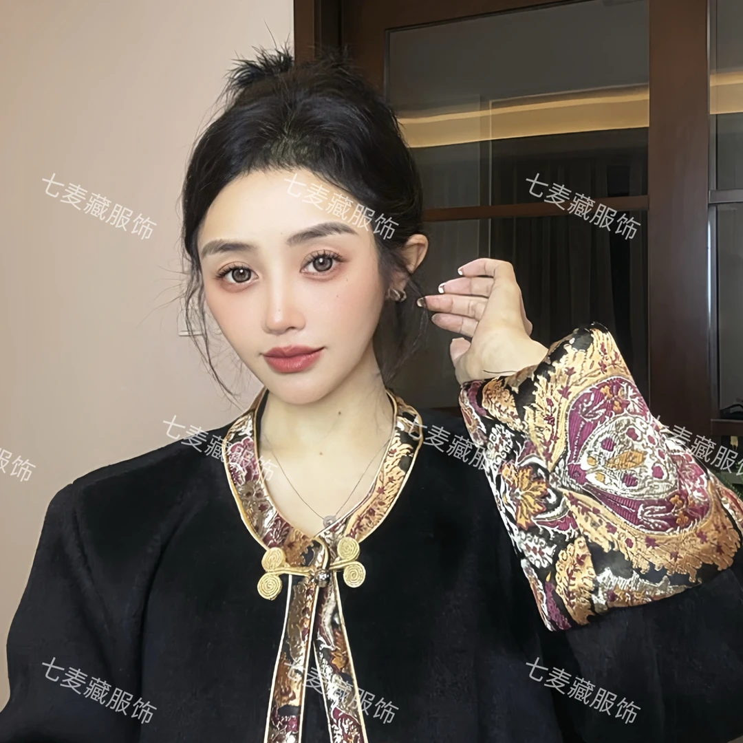秋冬百搭民族风对扣藏式外套