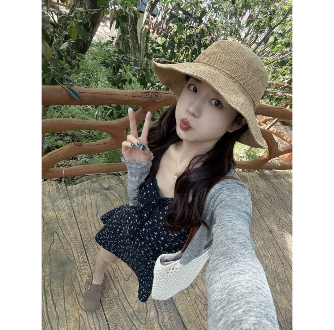 【心动初夏】 法式吊带碎花含胸垫短款连衣裙➕高腰开衫两件套