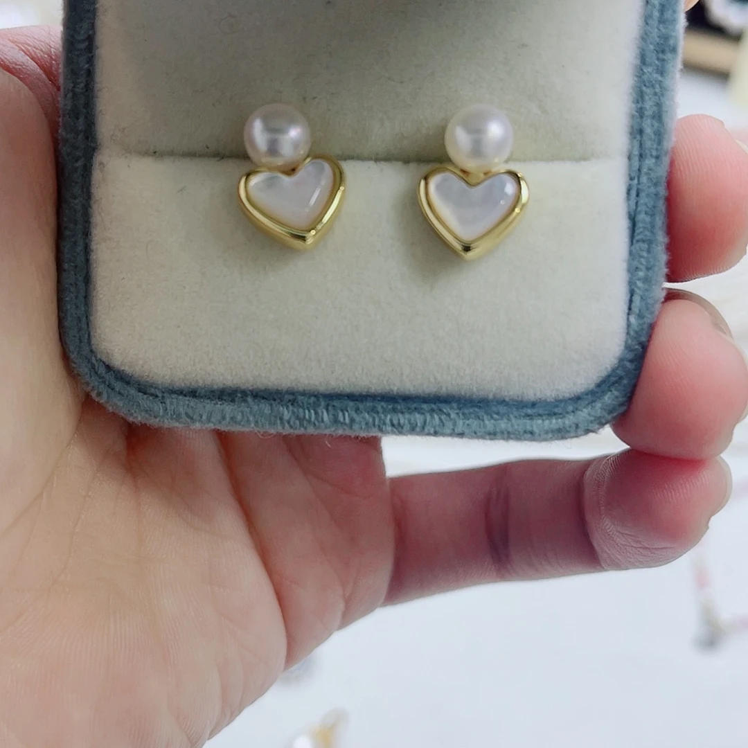 银S925镶嵌淡水珍珠耳饰