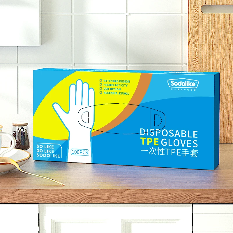 一次性手套TPE手套食品级手套防水防油加厚耐用100只盒装