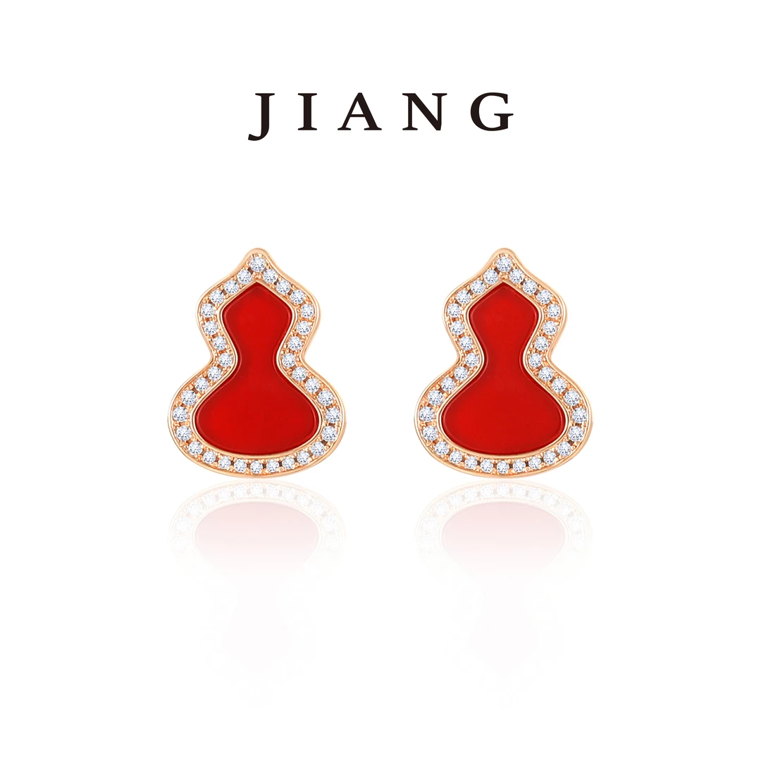 铜合金石英石耳饰 CNC精工 福禄国风时尚气质耳钉 4344