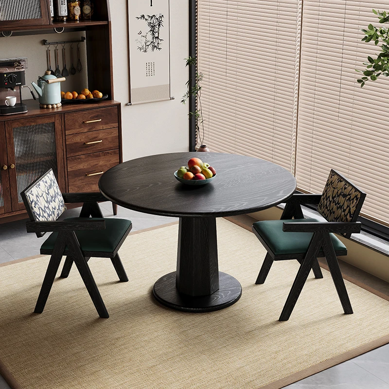 法式复古风实木餐桌家用小户型白蜡木阳台洽谈桌