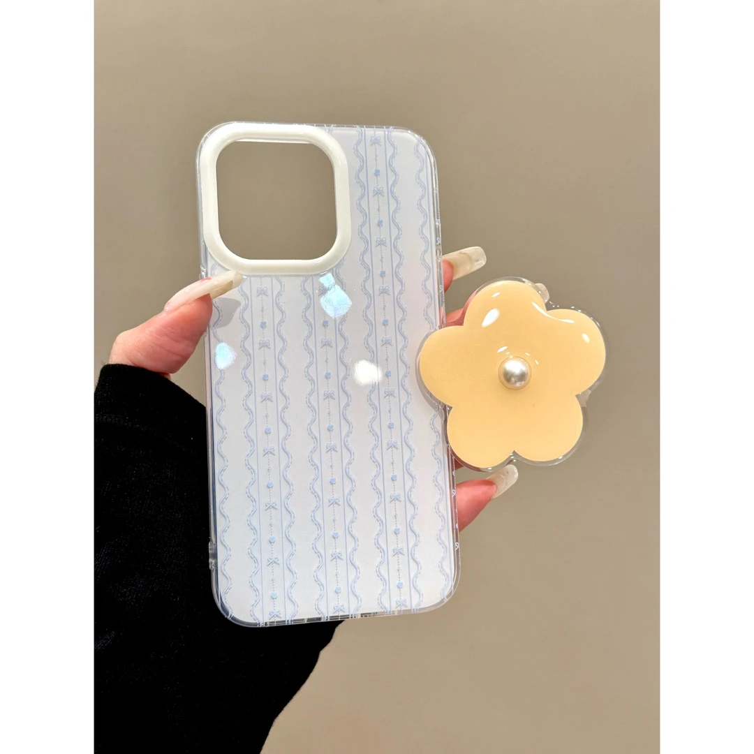 适用苹果iphone16promax条纹花朵15pro防摔14创意支架13ins手机壳