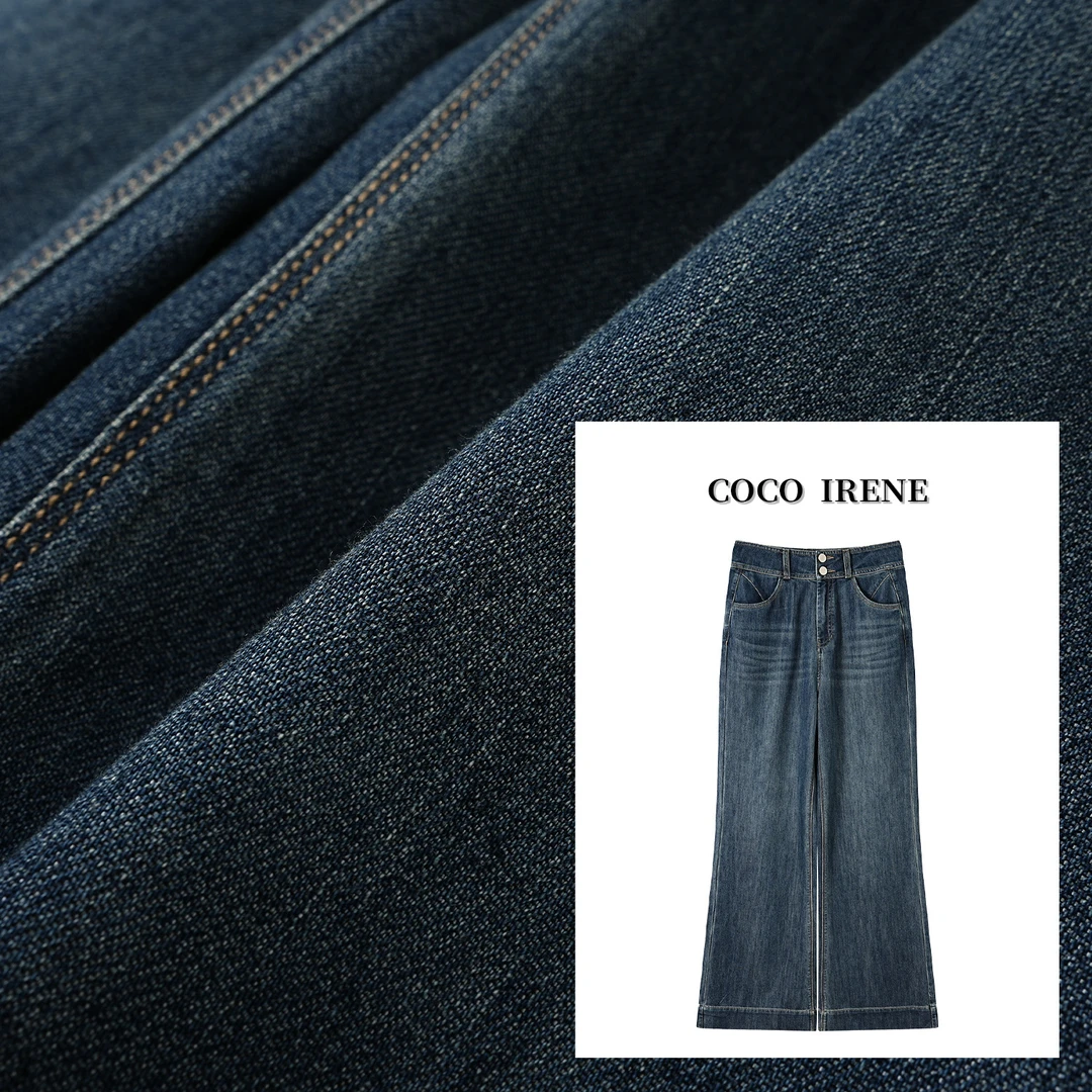 COCO IRENE 【宾霸筒喇裤】25年春夏新款透气铜氨丝直筒微喇牛仔裤