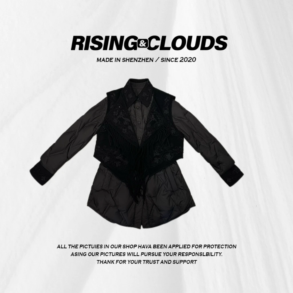 【小法】冬季保暖时尚修身重工羊毛混纺两件套鹅绒服110524GT