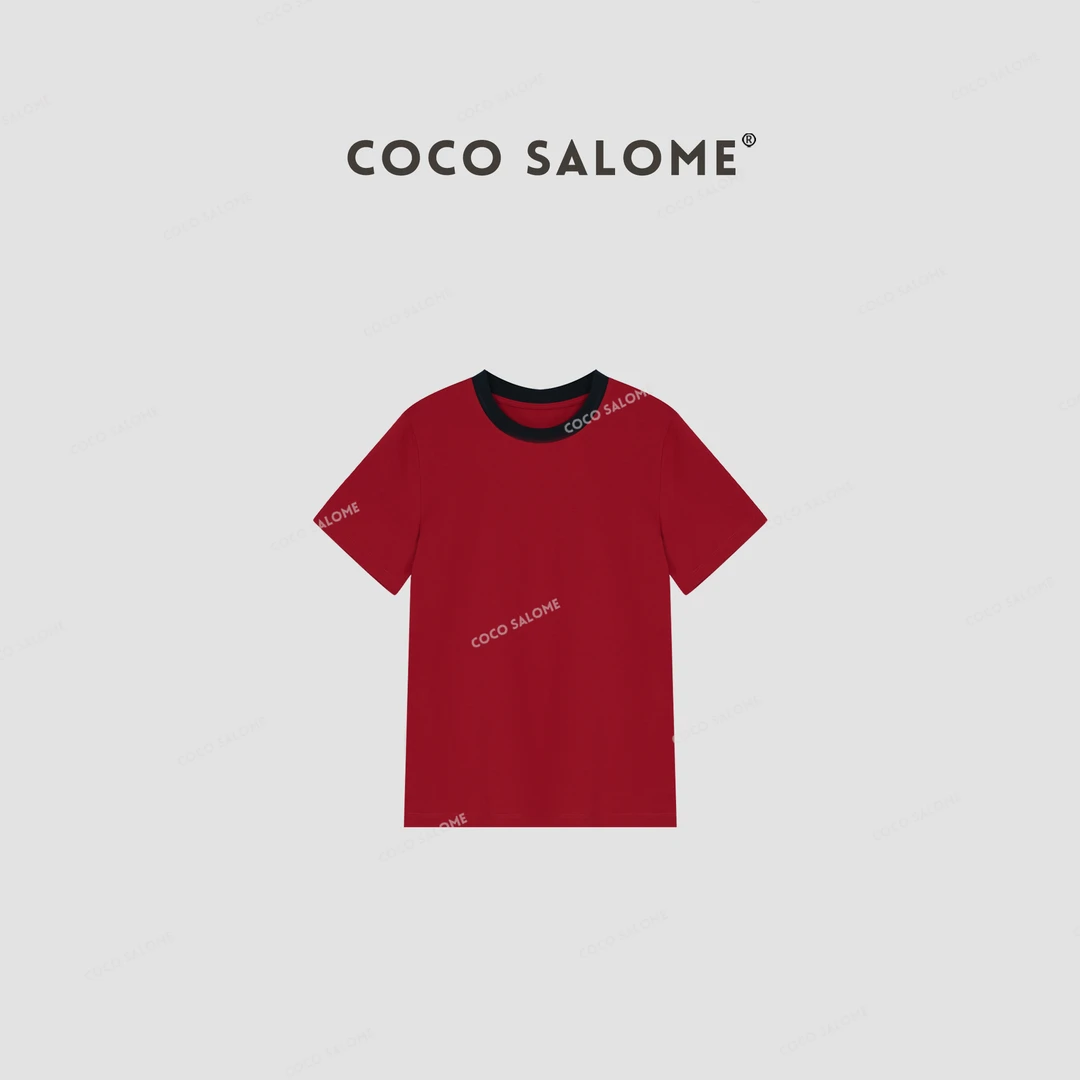 COCO SALOME⒁【梵文】2025早春100%棉230g刺绣休闲百搭短袖573W