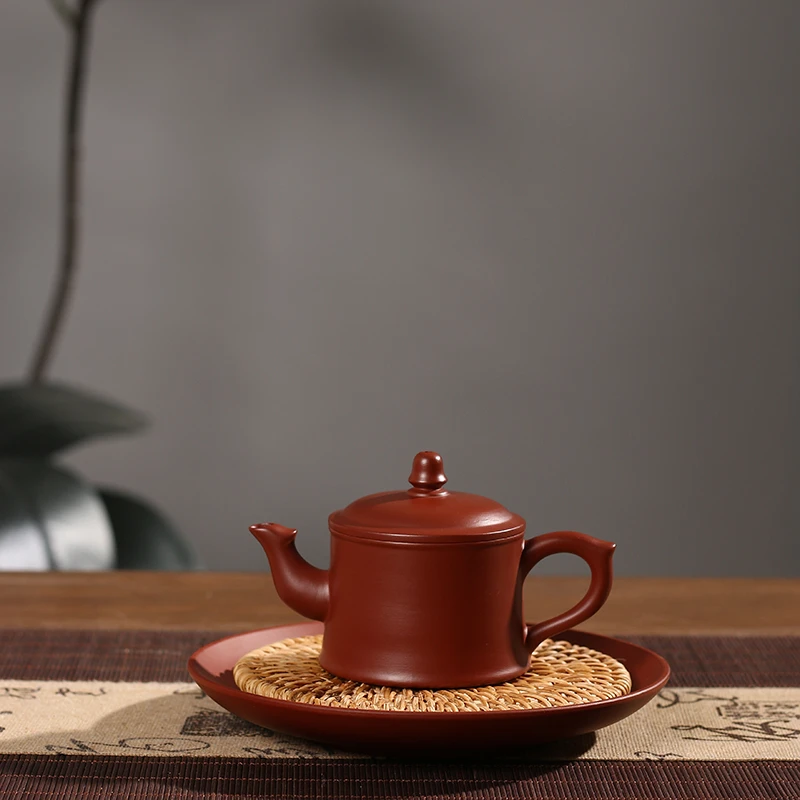 潮州手拉壶全手原矿朱泥大宽口凤壶三杯工夫茶紫砂纯手工茶壶
